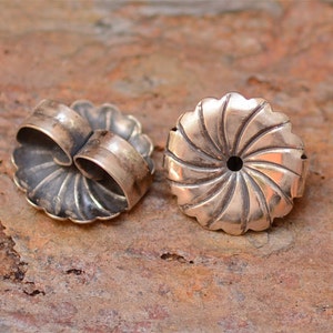 Hand Finished Jumbo Sterling Silver 9mm Ear Nuts, Earring Backs, One Pair