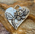 Artisan Flower Heart in Sterling Silver,  SS-471