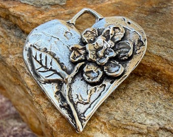 Artisan Flower Heart in Sterling Silver,  SS-471