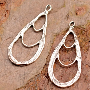 Rustic Teardrop Earring Dangles in Sterling Silver, E-376, PAIR image 3