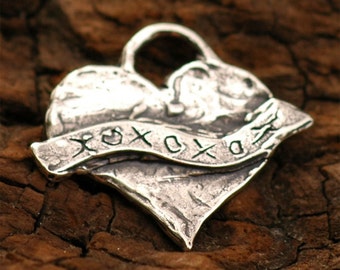 Heart Adorned XO XO Charm in Sterling Silver H-46