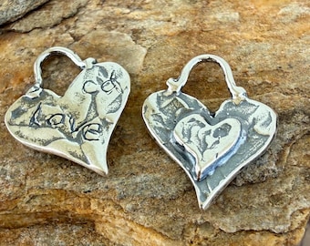 Layered Heart Charm, Small, in Sterling Silver, SS-208 (ONE)