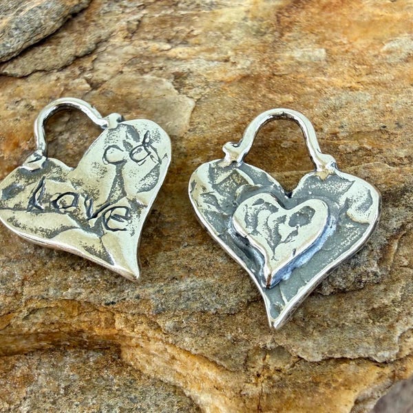 Layered Heart Charm, Small, in Sterling Silver, SS-208 (ONE)