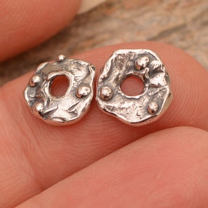 Artisan Wavy Dotted Spacers 10mm in Sterling Silver, CatD-631 (Set of 2)