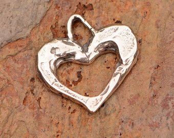 Sterling Silver Heart Charm // Open Heart Charm // CatD-732, (ONE)