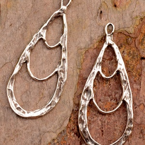 Rustic Teardrop Earring Dangles in Sterling Silver, E-376, (PAIR)