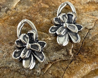 Two Little Layered Flower Charms in Sterling Silver CH09-RW