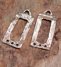 Rustic Rectangle Earring Dangles with 3 Holes in Sterling Silver SS-257 (PAIR)