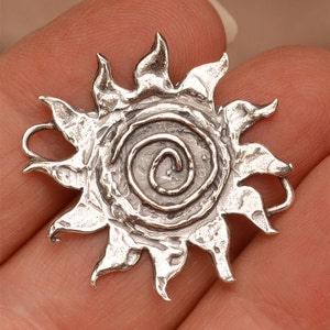 Sacred Spiral Sun Pendant or Link in Sterling Silver, SS-296 image 2