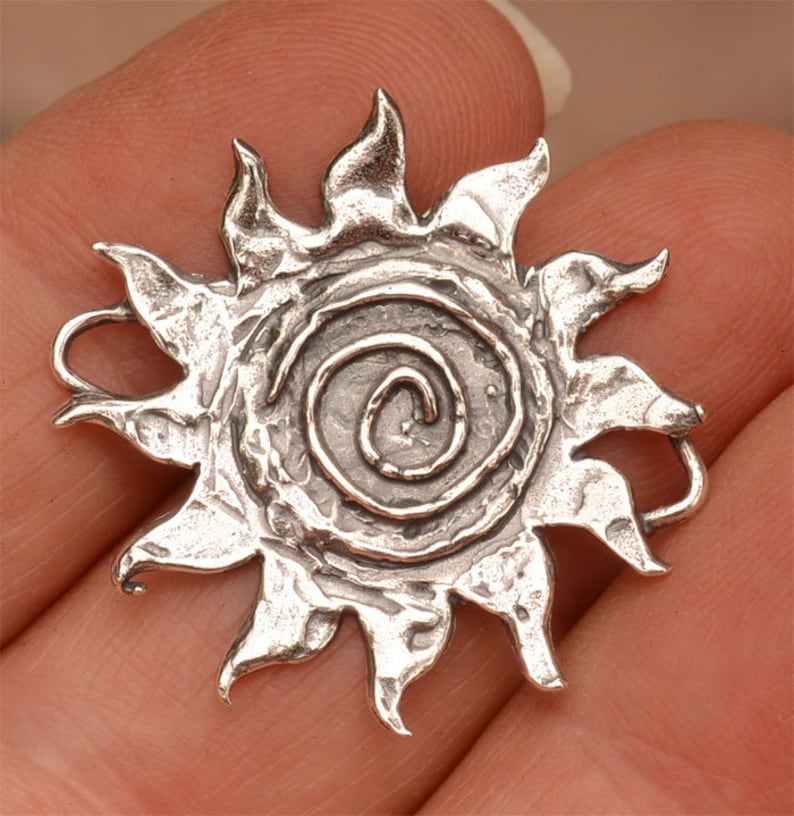 Sacred Spiral Sun Pendant or Link in Sterling Silver, SS-296 image 2