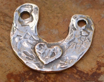 Artisan Horseshoe Heart Pendant in Sterling Silver, PN-418