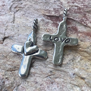 Handwerker Kreuz mit Herz aus Sterling Silber, (EINS) SS-529