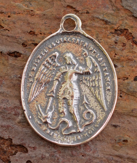 アクセサリー Micheal Saint Michael the Archangel Vintage Reproduction in Sterling