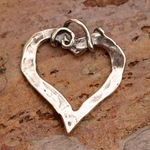 Sterling Silver Heart Pendant, Artisan Open Heart, PX-244