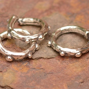 Artisan Dotted Open Jump Rings in Sterling Silver, CatD-9 Set of 2 image 4