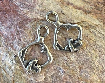 Artisan Square Open Heart, Sterling Silver,  (Set of 2)