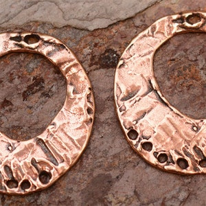 Pair Bohemian Style Round Earring Findings with 7 Holes in Copper Bronze, E-98