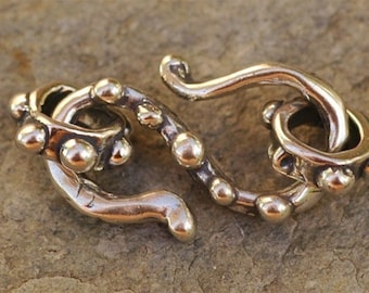 Artisan S Sterling Silver Hook Clasp with Bumpy Rings, SH1