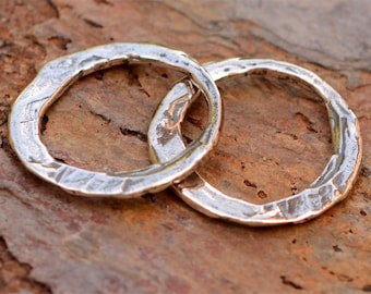 Rustic Round Artisan Links in Sterling Silver, SS-446 (Set of 2)