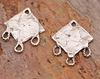 Conectores para pendientes de plata de ley con forma de diamante // CatD-734 (PAR)