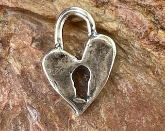 Heart Lock with Key Hole  in Sterling Silver