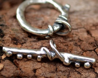 Sterling Silver Wrapped and Dotted Toggle Clasp, PX-374