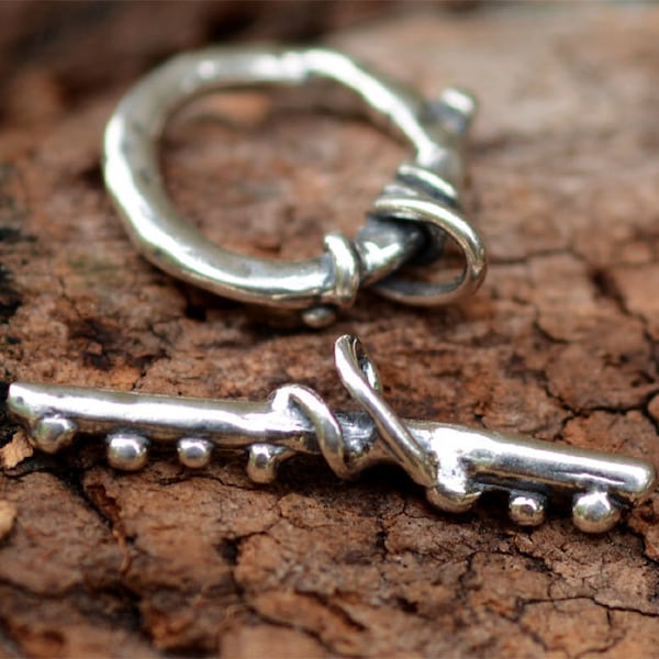 Sterling Silver Wrapped and Dotted Toggle Clasp, PX-374