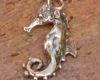 Rustic Seahorse Charm in Sterling Silver