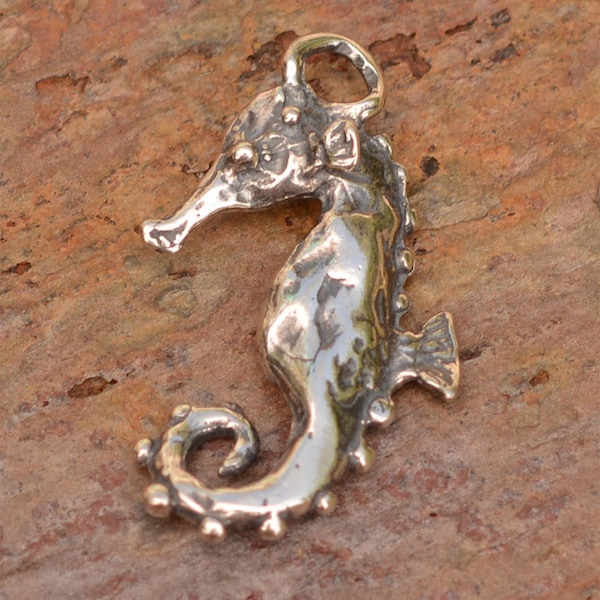 Rustic Seahorse Charm in Sterling Silver