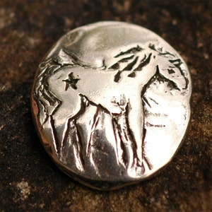 Artisan Horse Button, Pony Sterling Silver Button Clasp