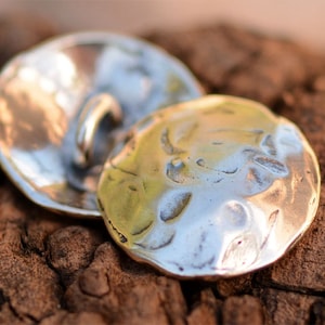 Rustic Artisan Button, Sterling Silver   (ONE)