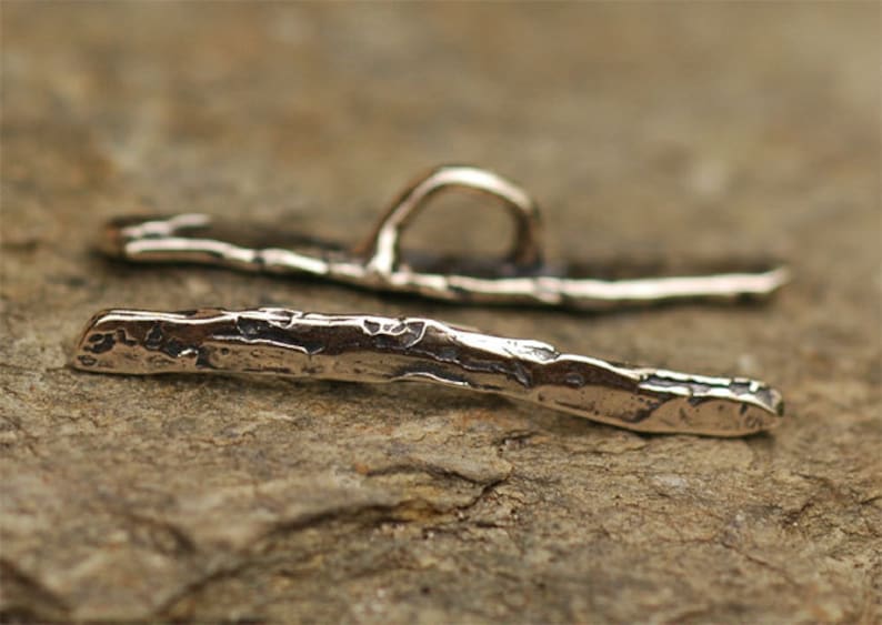 One Rustic Toggle Bar in Sterling Silver, SS-150 image 1