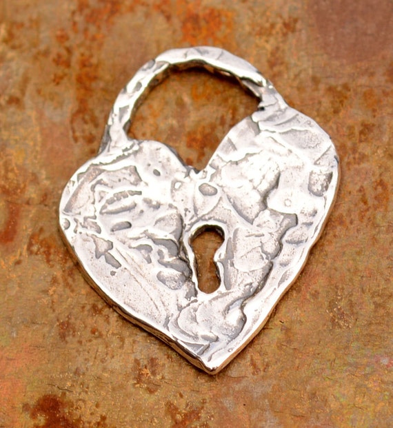 Heart Lock with Key Hole in Sterling Silver SS-163