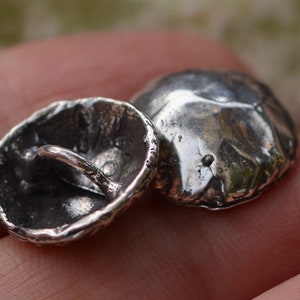 Organic Hand Hewn Button in Sterling Silver, CatD-1022