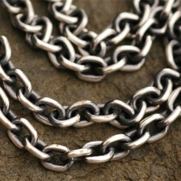 Oxidized Sterling Silver Drawn Cable Chain 4.8x3.5mm, HF-930 (sold by the foot)