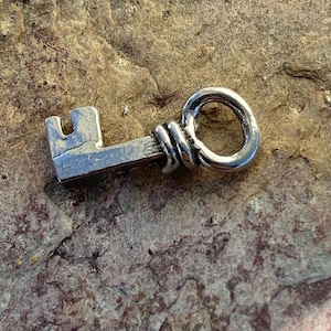 Key Charm Artisan Handcrafted Little Key in Sterling Silver, CK104-RW