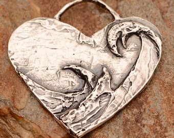 Artisan Wave Heart, Sterling Silver Surfer's Heart, CatD-1038