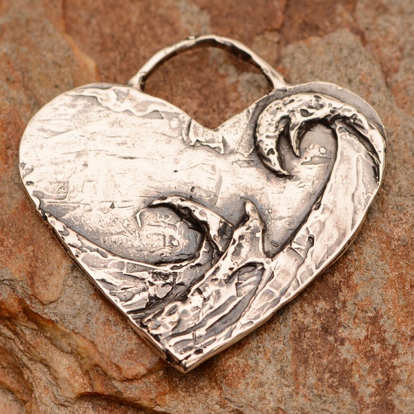 Artisan Wave Heart, Sterling Silver Surfer's Heart, CatD-1038