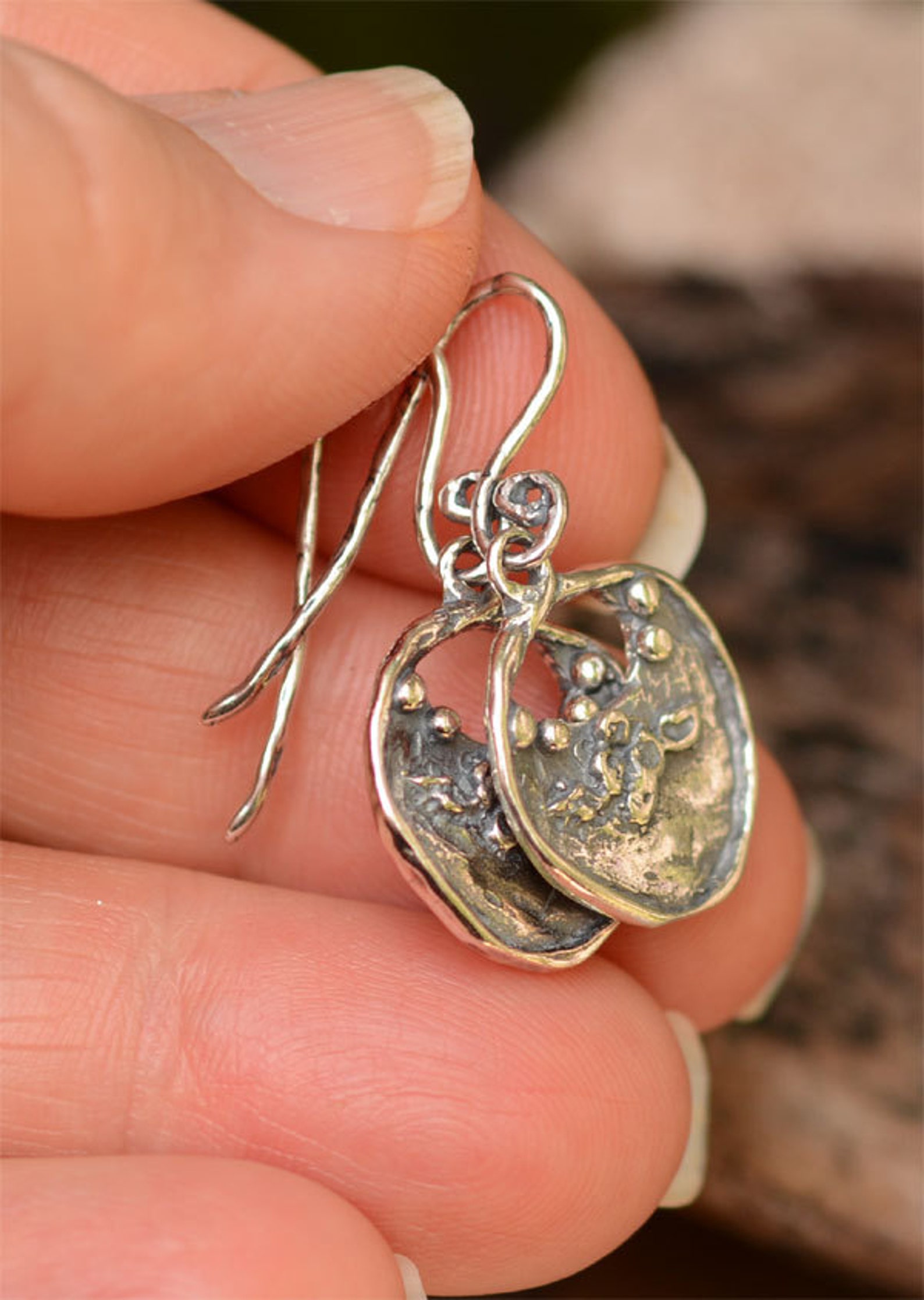 Artisan Flower Basket Earrings in Sterling Silver Bohemian Etsy