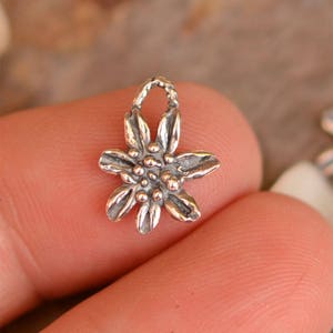 Rustic Flower Charm in Sterling Silver, CatD-548