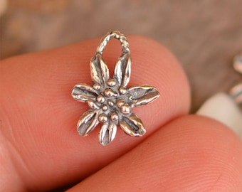Rustic Flower Charm in Sterling Silver, SS-548