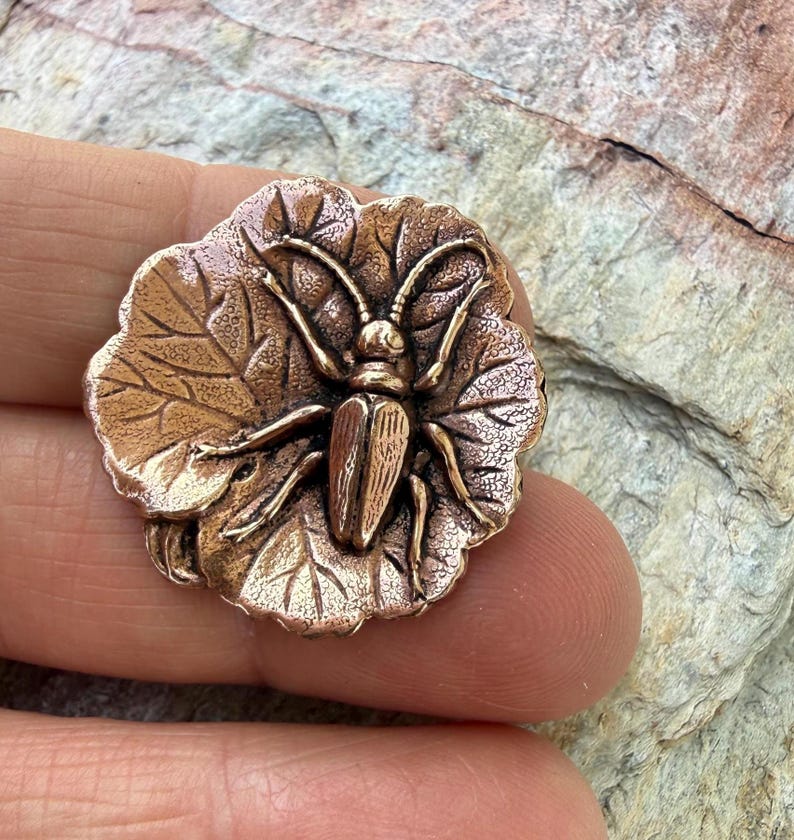 Bug Leaf Button, Vintage Reproduction in Copper Bronze - Etsy