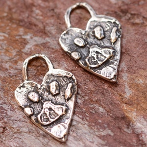 Paw Print Heart Charm in Sterling Silver, CatD-152 (Set of 2)