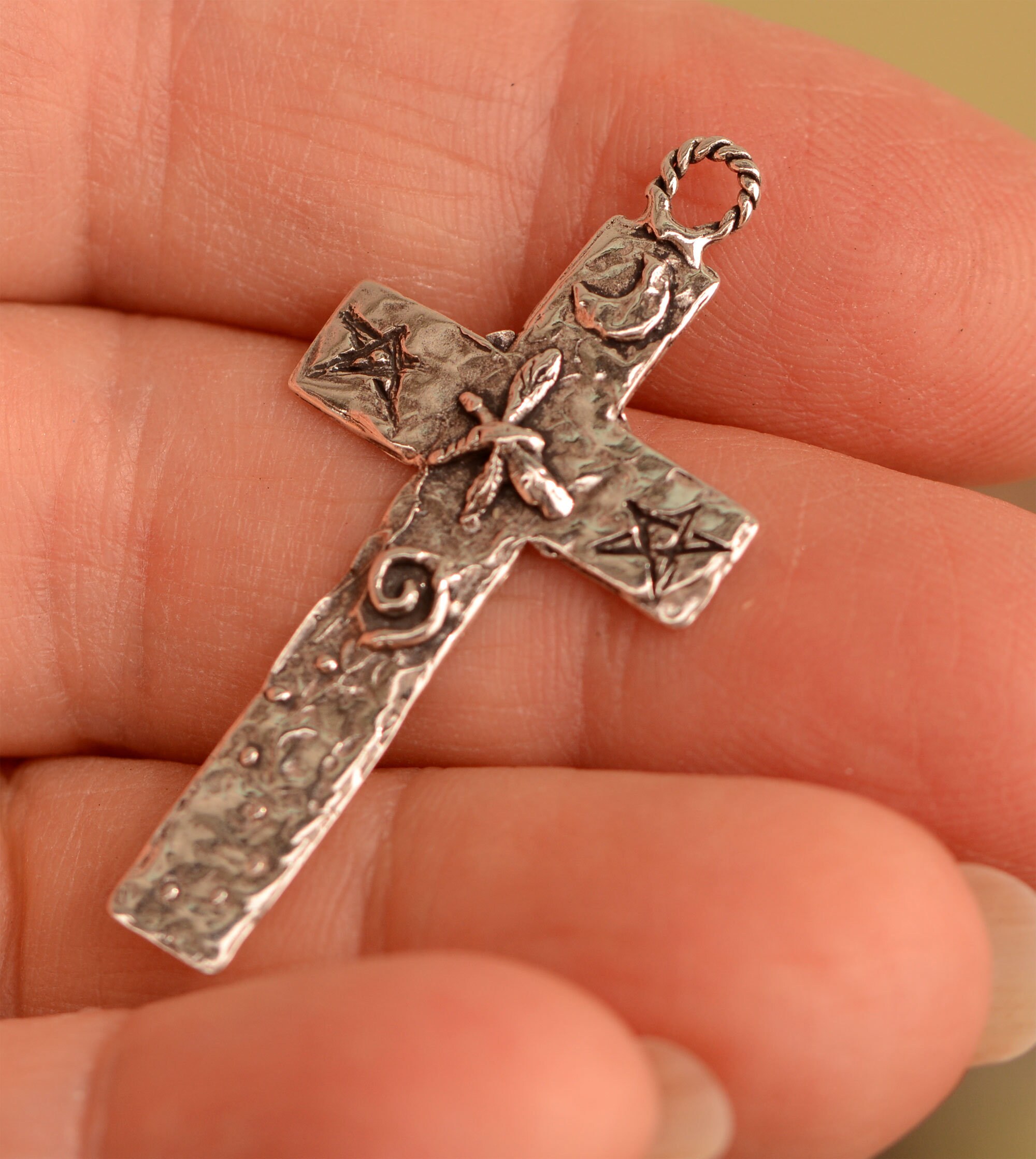 Dragonfly Cross in Sterling Silver, Catd-1093 - Etsy