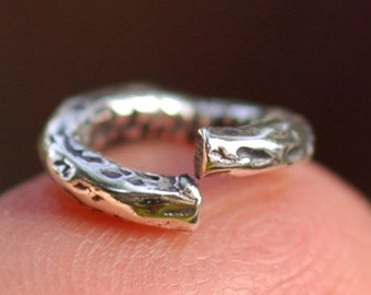 Rustic Chunky 10mm Jump Ring Link in Sterling Silver CatD-308, (ONE)