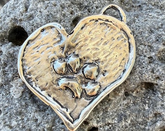 Paw on Heart Pendant in Sterling Silver, SS-671