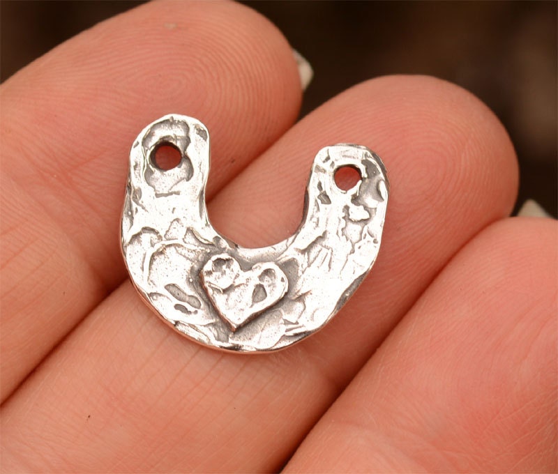 Artisan Horseshoe Heart Pendant in Sterling Silver, PN-418