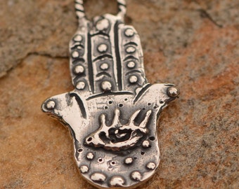 Sterling Silver Hamsa, Hand of Fatima, Talisman Amulet SS-839 (ONE)