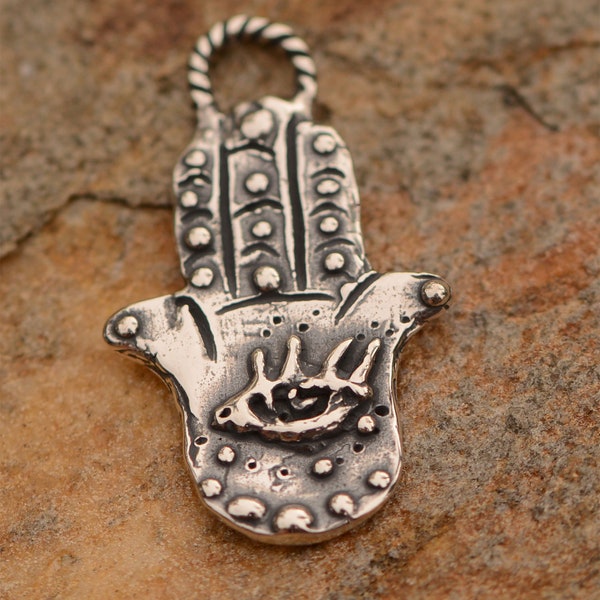 Sterling Silver Hamsa, Hand of Fatima, Talisman Amulet CH-839 (ONE)
