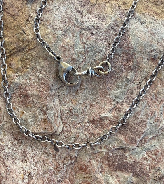 Hand Finished Chain in Sterling Silver, Light Weight Oxidized Chain, CatD-996